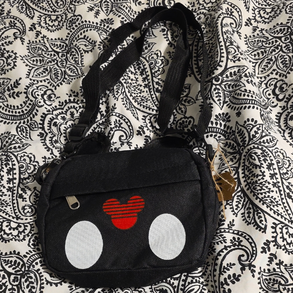 Womens Mickey Mouse Black & Red Women's Shoulder Bag 6.5 X 5.5 X 1.5" Strap 18"